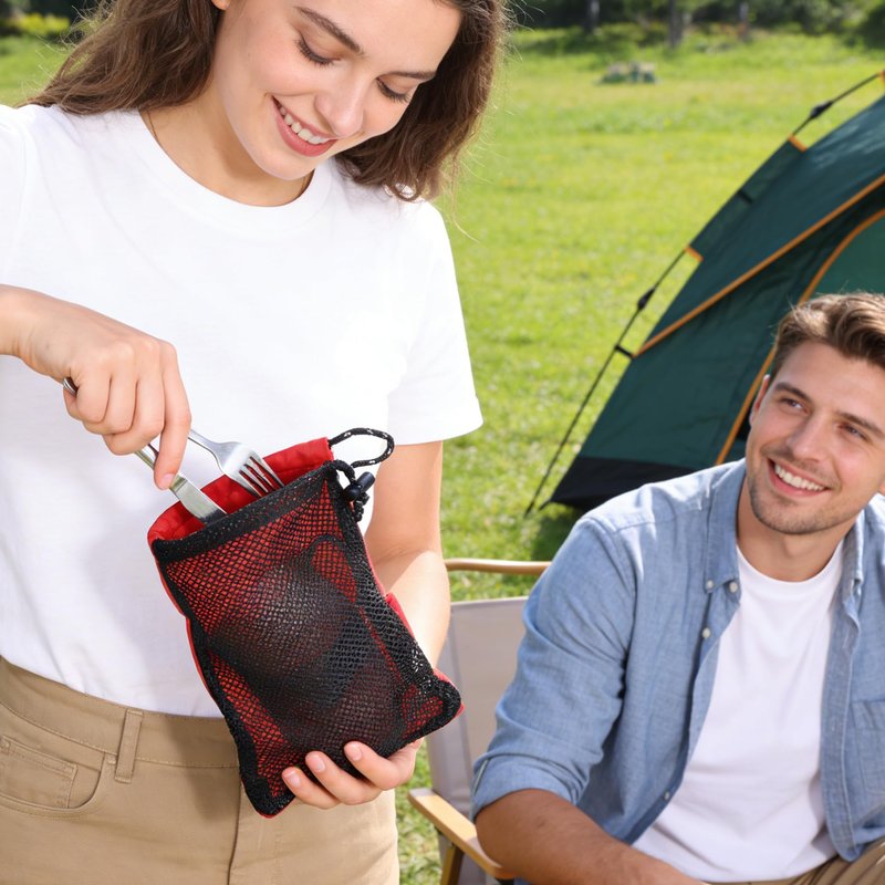 REDCAMP 5PCS Small Ditty Bags Set for Backpacking, Ultralight Nylon Mesh Drawstring Stuff Sack Assortment Storage Pouch Bags for Outdoor Camping Indoor Home, Red