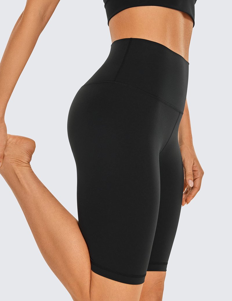 CRZ YOGA Womens Butterluxe Biker Shorts 10'' - High Waisted Workout Volleyball Yoga Spandex Buttery Soft Black Medium