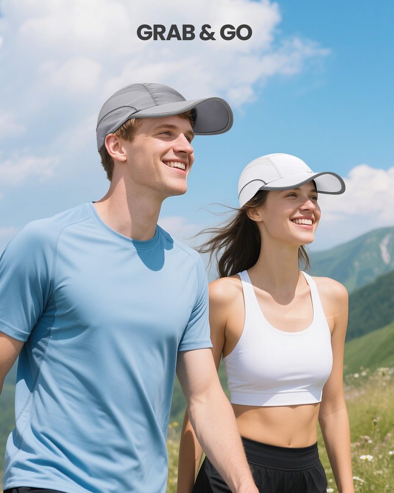 GXCROR Quick-Dry Running Hat for Men & Women - UPF 50+ Breathable Mesh, Reflective Sports Cap for Outdoor, Hiking Light Gray