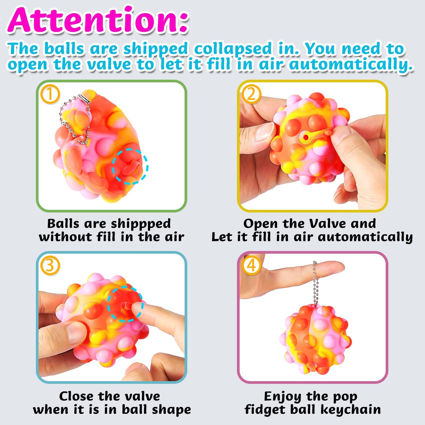 Pop Fidget Toys Bulk Its Ball Toy 4 PCS 3D Stress Balls It Pop Fidgets Pack Christmas Stocking Stuffers for Kids Party Favors Autism Sensory Toys Squeeze Toys for Kids Boys Toddler Adult Stress Relief