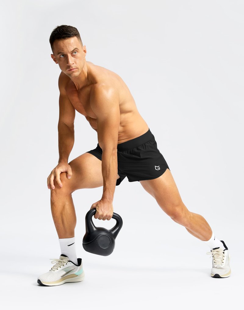 G Gradual Running Shorts for Men 3 Inch Lighweight Quick Dry Workout Gym Athletic Jogging Shorts with Inner Key Pocket, Black, Medium
