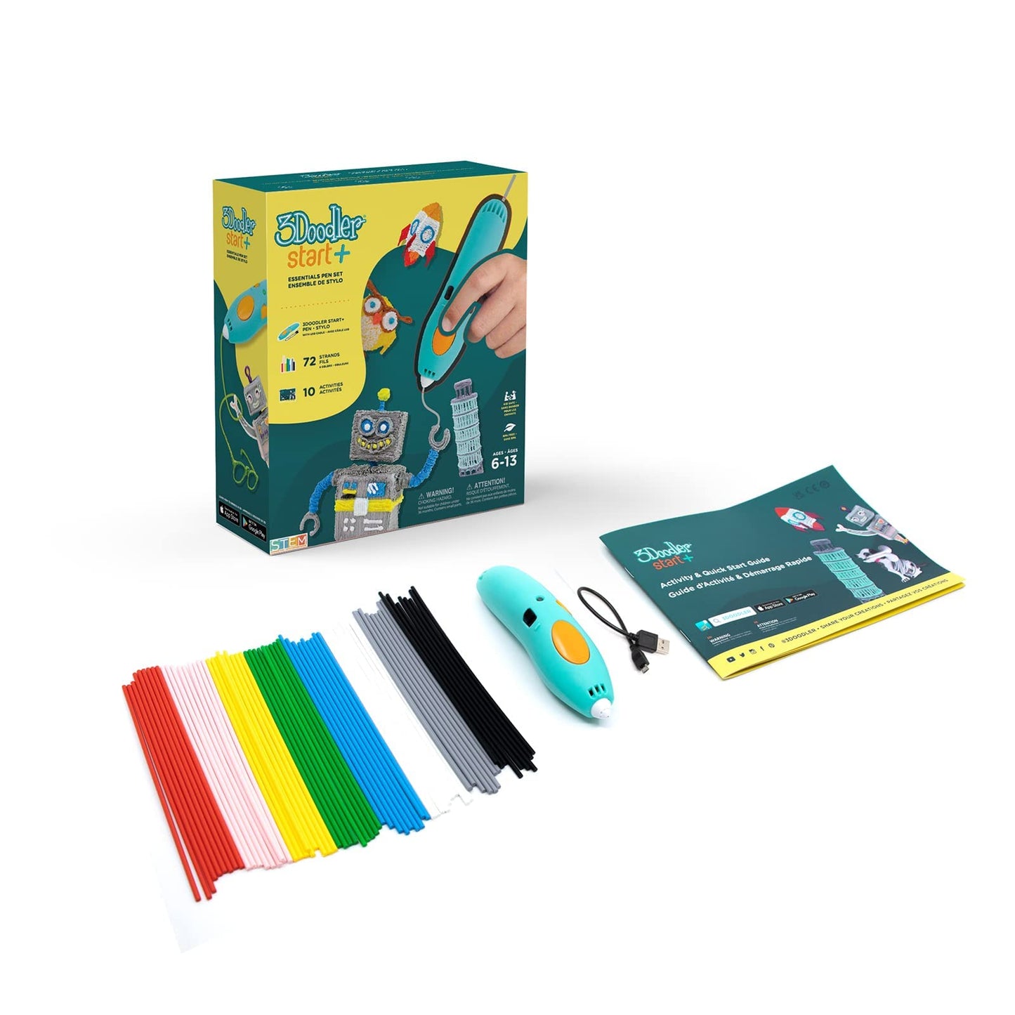 3Doodler Start+ 3D Pen Set for Kids, Easy to Use, Learn from Home Art Activity Set, Educational STEM Toy for Boys & Girls Ages 6+