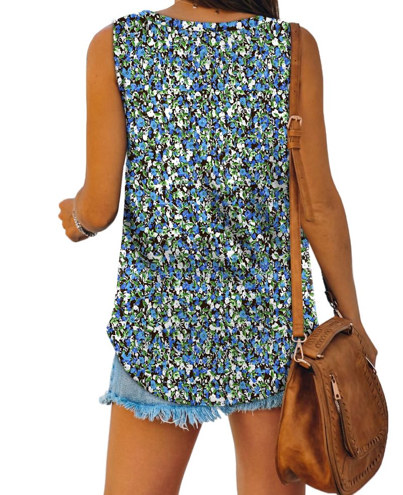 Womens Tank Tops Loose Fit V Neck Casual Soft Sleeveless Tops Cute Summer Floral S
