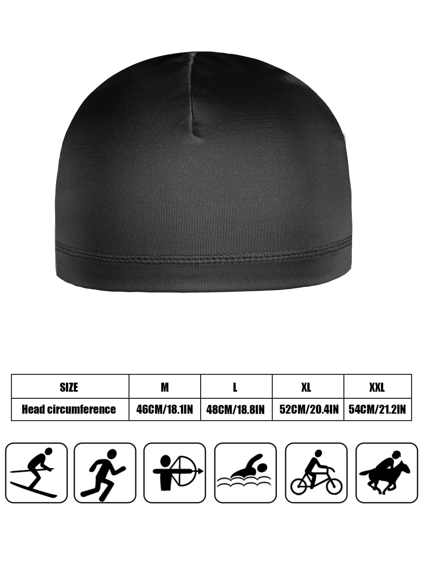 Boao 6 Pieces Cooling Skull Caps Helmet Hard Hat Liner Sweat Wicking Running Beanie Cycling for Men Women(Large,Black, Grey)