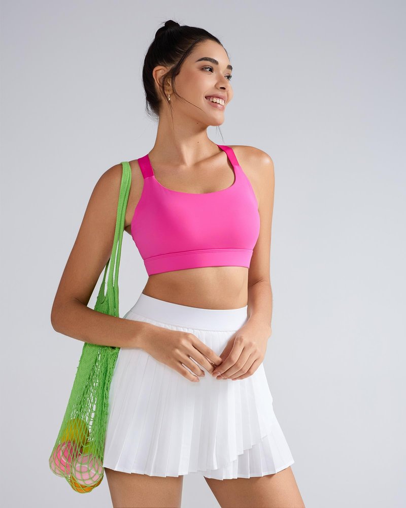 RUNNING GIRL Sports Bras for Women High Support, Adjustable Straps Hook Back Sports Bras for Women with Sewn in Pads_WX3125_Hot Pink_L