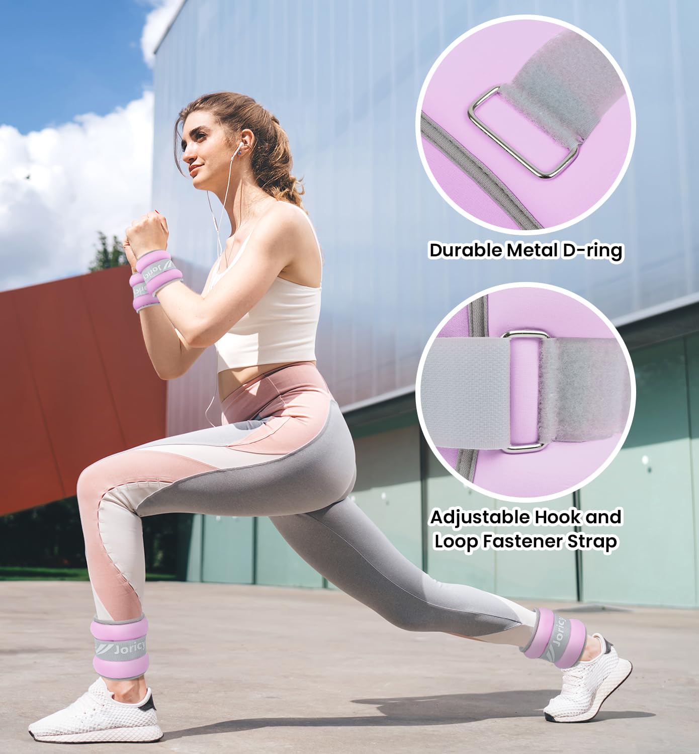 Ankle Weights, Wrist Leg Arm Weights for Women Men Kids Child with Adjustable Straps,A Pair of 1LBS(0.5LB Each Weight) Strength Training Weighted for Jogging, Running, Walking, Fitness, Light Purple