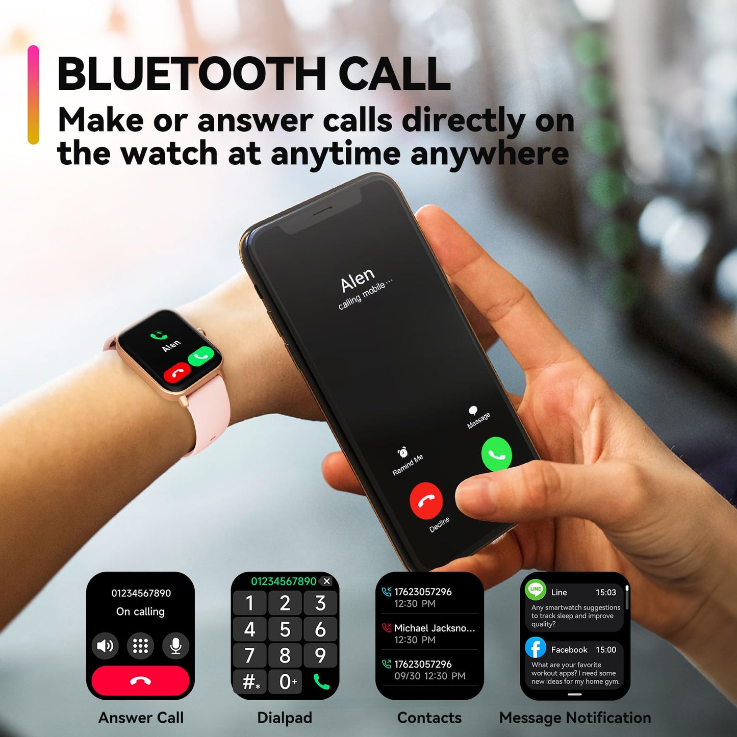 ENOMIR Smart Watch for Men Women, Alexa Built-in Fitness Tracker with Call Function & 2025 Upgraded 1.8" HD Anti-Fall Screen, IP68 Waterproof Heart Rate/Sleep/SpO2 Monitor, iOS Android Compatible