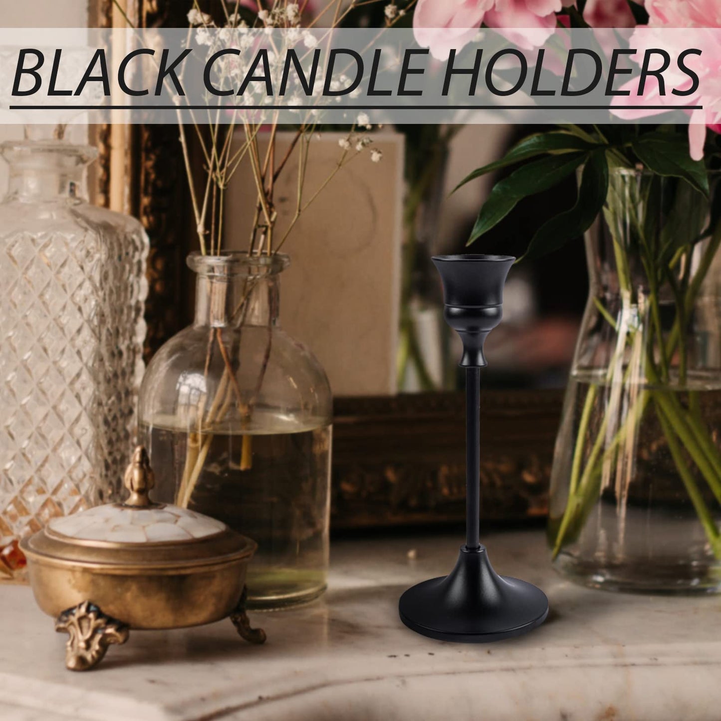 Candlestick Holders,Taper Candle Holder for Candlesticks Black Candelabra Candle Holders Vintage Candle Stick Candle Holder for Fireplace Party Dining Home