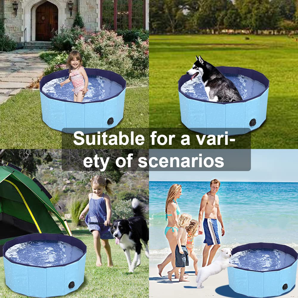 Dog Pool Foldable pet Pool Large Dog Swimming Pool pet Swimming Pool PVC Non-Slip Pool for All Kinds of Pets 63-12in