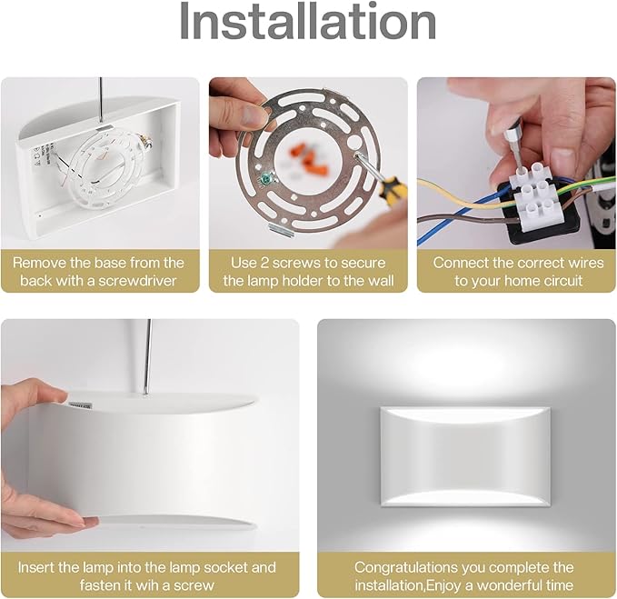 8 Pack White LED Wall Sconces Light Hardwired Wall Sconces Indoor Up and Down Wall Sconce Cool White 6000K(with G9 Bulbs)