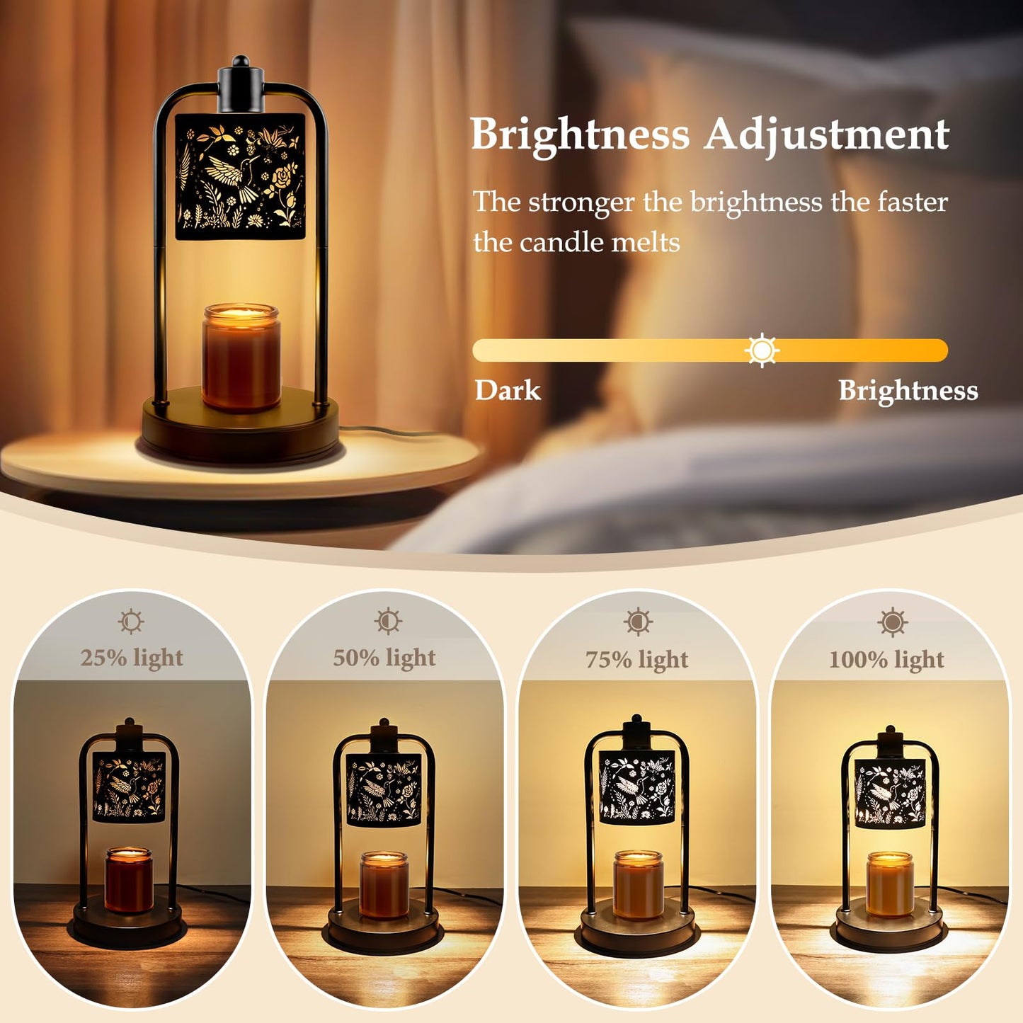 FullyCare Candle Warmer Lamp Electric with Timer: Wax Melts for Warmer Yankee Candles Large - Dimmable Candle Warmer for Birthday Christmas Gift Bedroom Home Decor