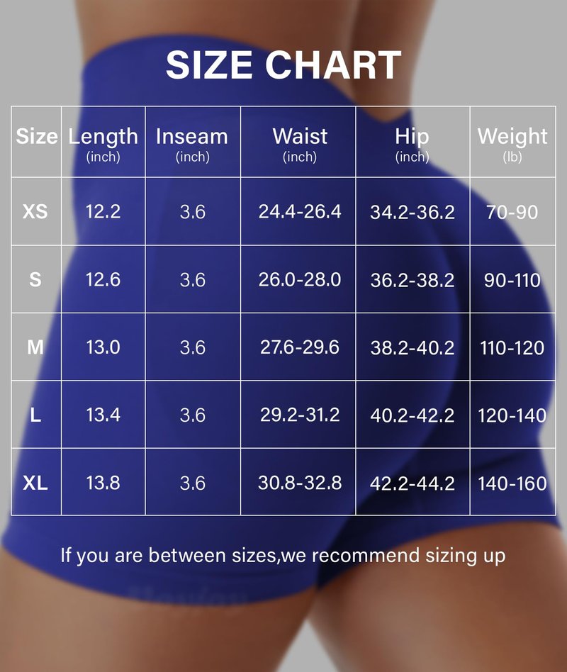 VOYJOY Women Workout Impact Shorts 3.6" V Back High Waist Scrunch Butt Lifting Seamless Gym Biker Shorts Deep Sea XS