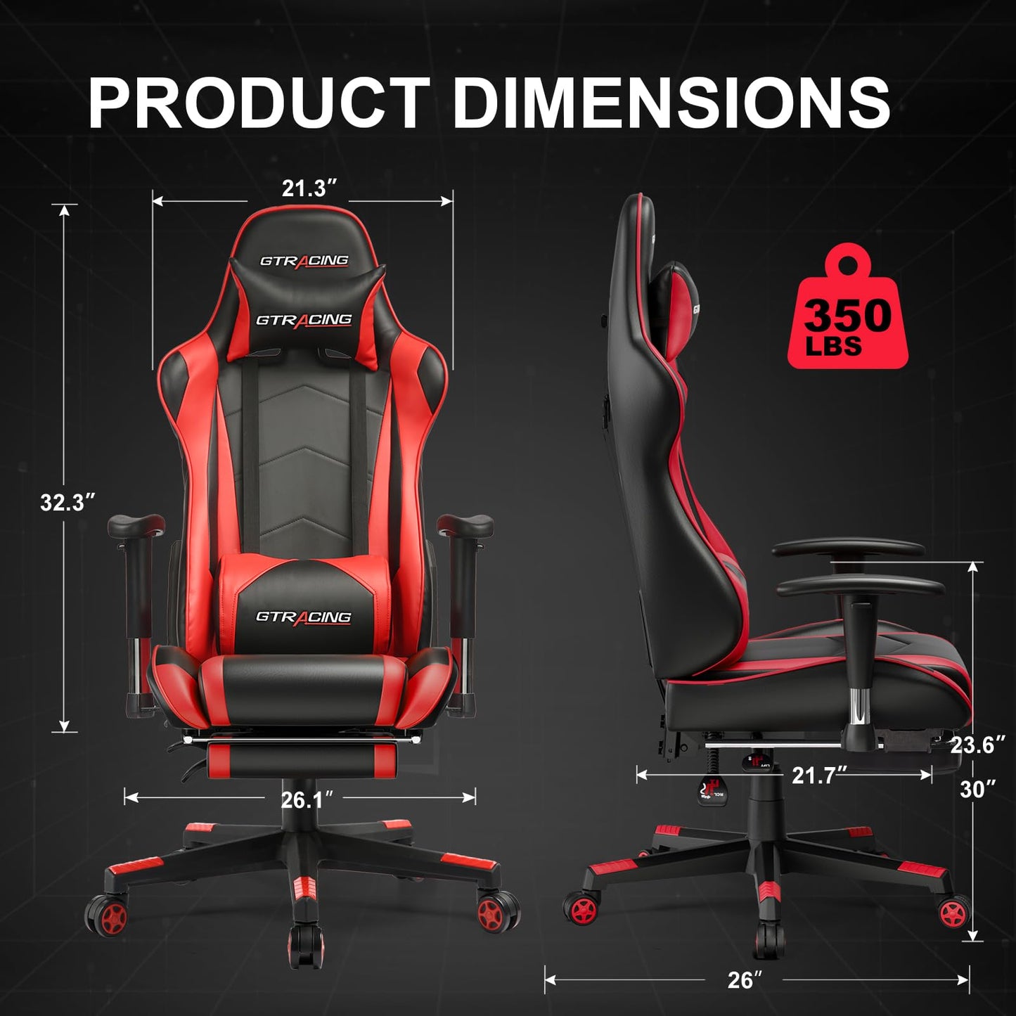 GTRACING Gaming Chair with Footrest, High Back Computer Chair Ergonomic Game Desk Chair Racing Executive Adjustable Swivel Rocker with Headrest and Lumbar Support