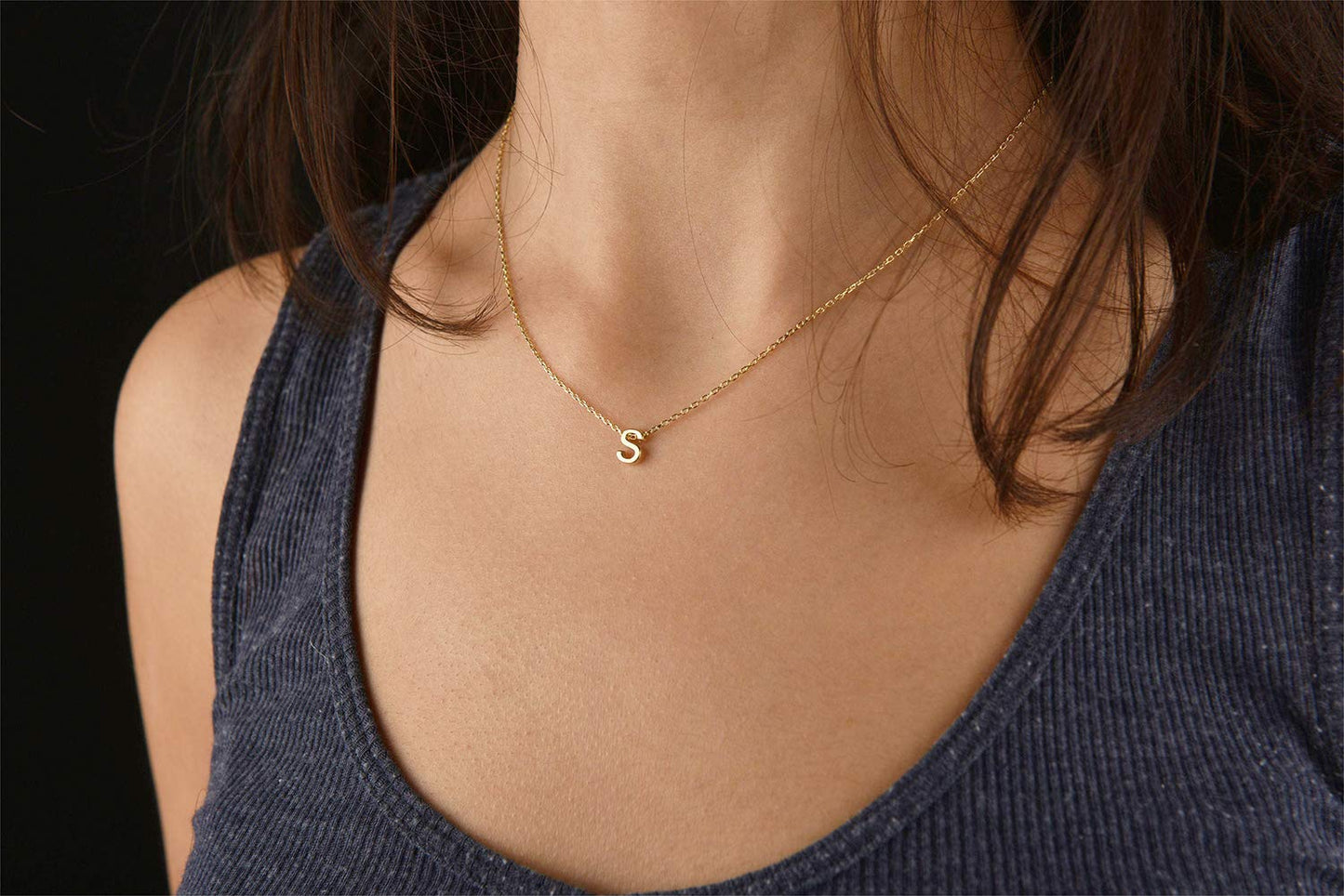 MOMOL Tiny Initial Necklace 18K Gold Plated Small Letter L Necklace Personalized Name Necklace for Women