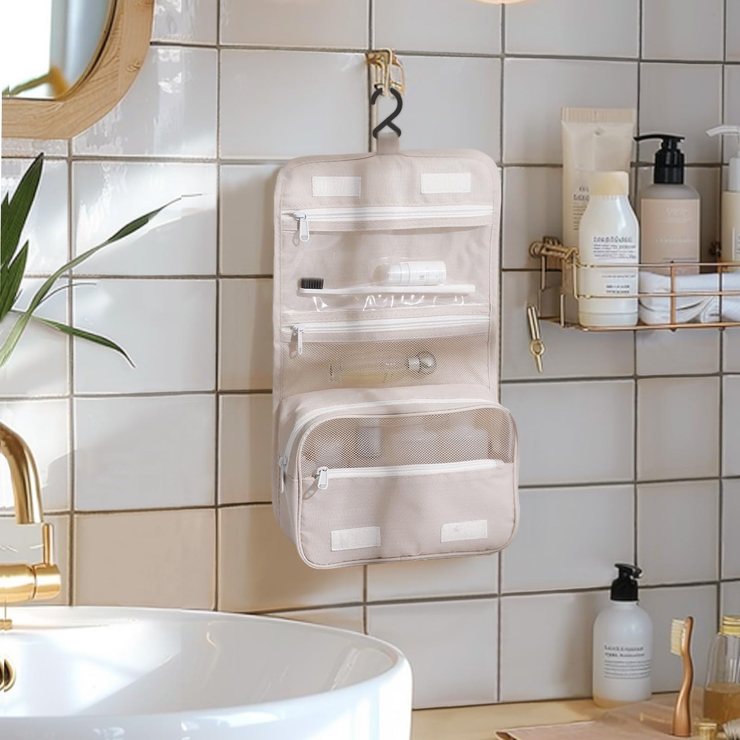 Easortm Packing Cubes for Travel - 9 Set Large Travel Cubes Luggage Organizer Bags Set With Laundry Bags/Shoe Bag/Toiletry Bag (Beige)