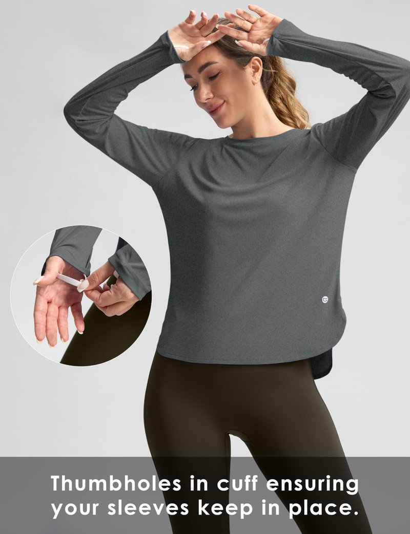 Women's Sun Shirts UPF 50+ Long Sleeve UV Protection Shirt Lightweight Quick Dry Workout Hiking Tops for Women(Heather Grey,M)