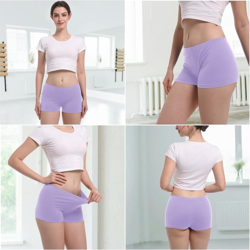 Seamless Boyshorts - Stretch Nylon Full Coverage Boxer Briefs | Anti-Chafing Women’s Panties (4 Pack)