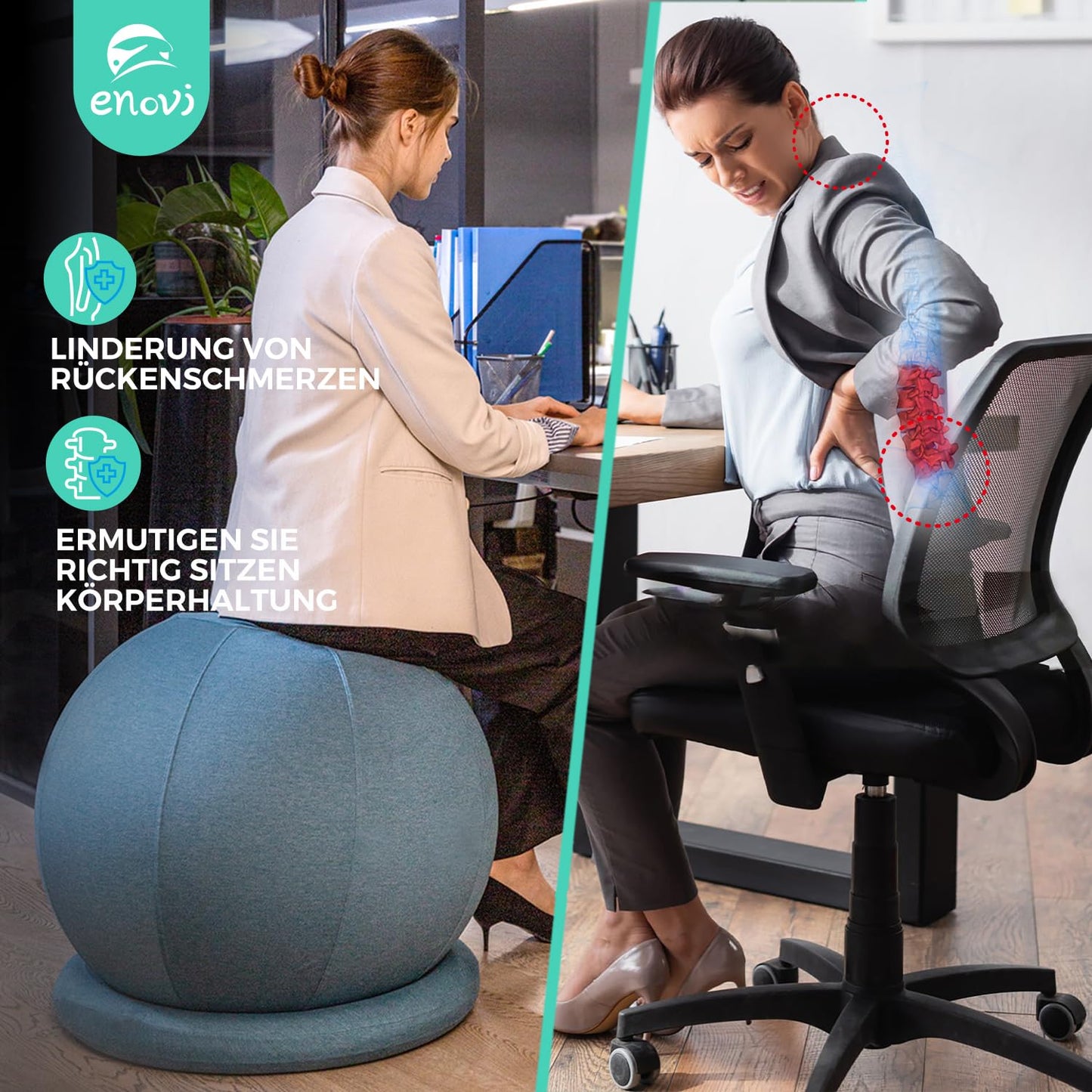 ENOVI ProBalance Deepspace Grey Yoga Ball Chair, 65cm, FG