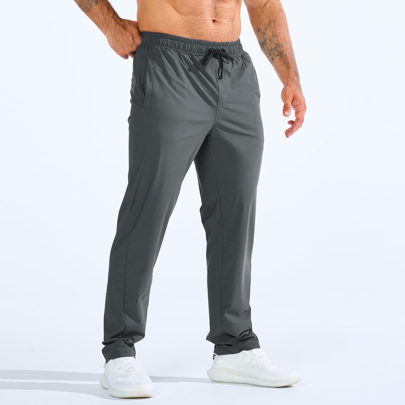 BROKIG Mens LightArmor Workout Sweatpants with Zip Pocket, UPF 50+ Stretch Gym Joggers Men Sweat Pants for Athletic(Small,Dark Grey)