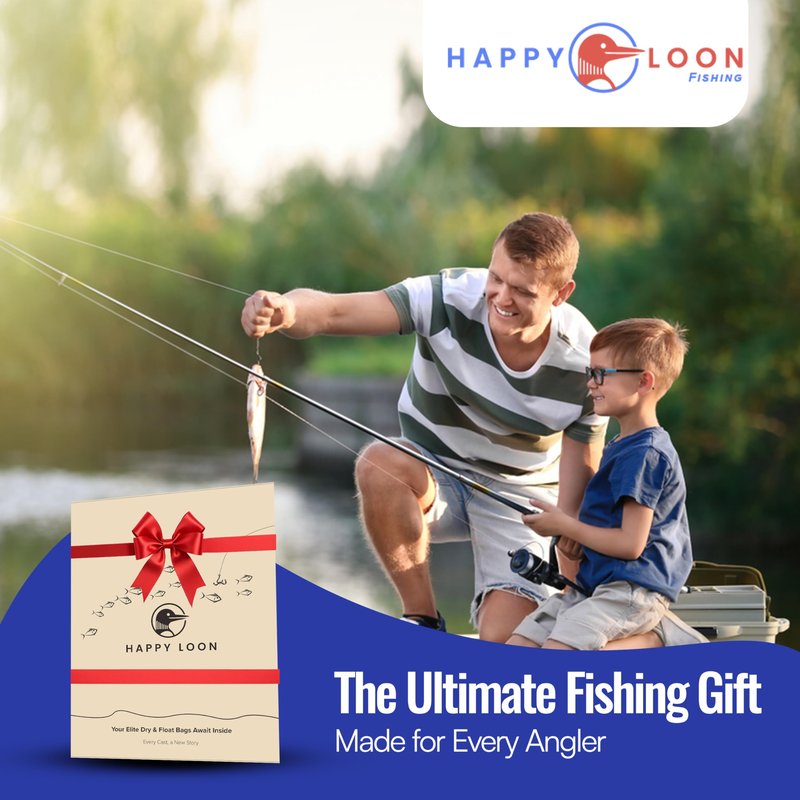 Happy Loon Elite Waterproof Fishing Tackle Bag Set - 2 Sizes, 100% Submersible Dry Bags, Floats with Lure & bait- Scuba-Grade Zipper, PVC-Free, Tethering Loop - Premium Fishing accessory pouch