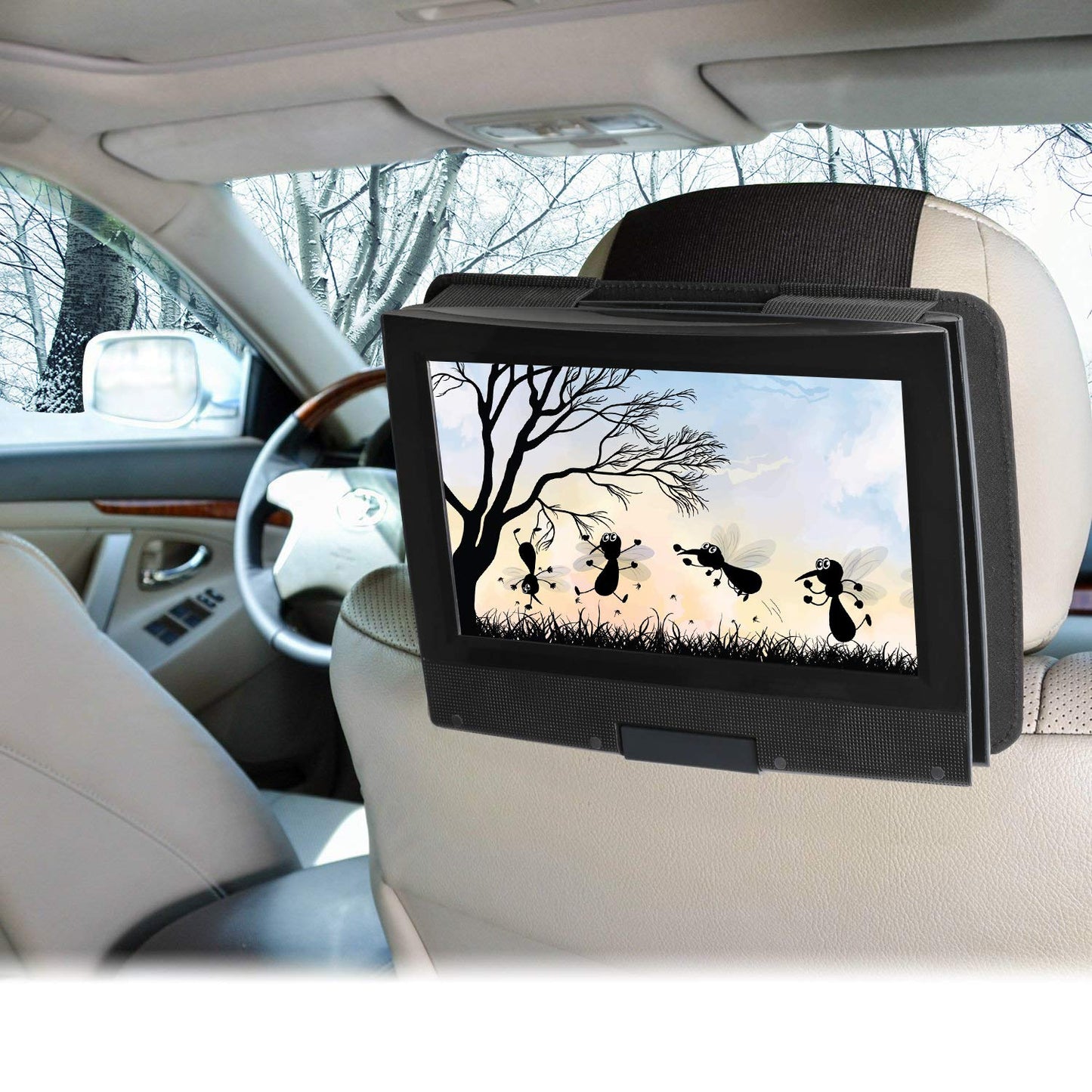 Hikig DVD Player Headrest Mount Holder - Portable DVD Player Mount for Car Back Seat Headrest - Swivel & Flip - 7 to 11 Inch