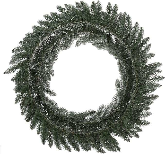 Glitzhome 36" D Oversized Pre-Lit Christmas Wreath with 50 Warm White Lights and Timer, Artificial Wreaths for Christmas Festival Celebration Front Door Wall Window Party Decor