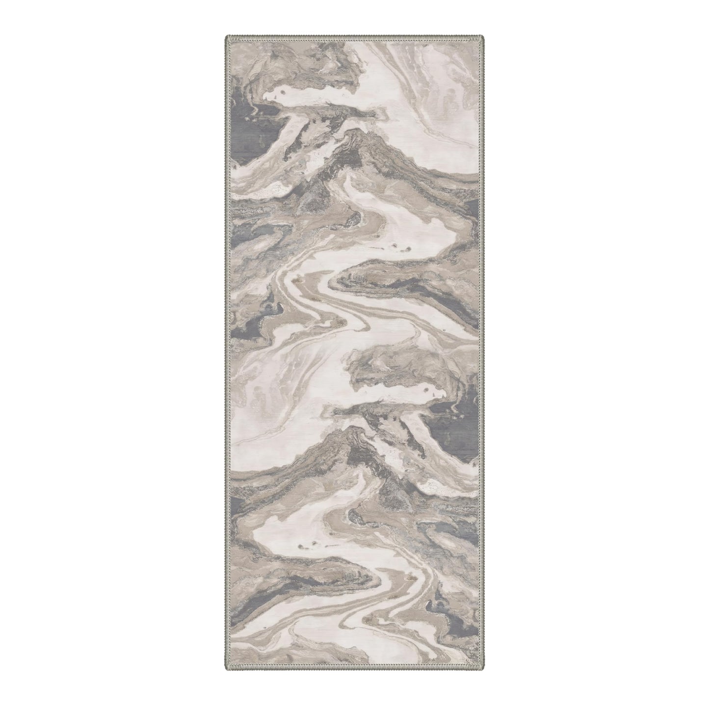 BESBLEE 2x5 Runner Abstract Rugs for Hallway and Kitchen, Machine Washable Non Slip Low Pile Print Rug for Laundry Room Bedroom Bathroom Entryway, Liquid Marble, Dusty Greige
