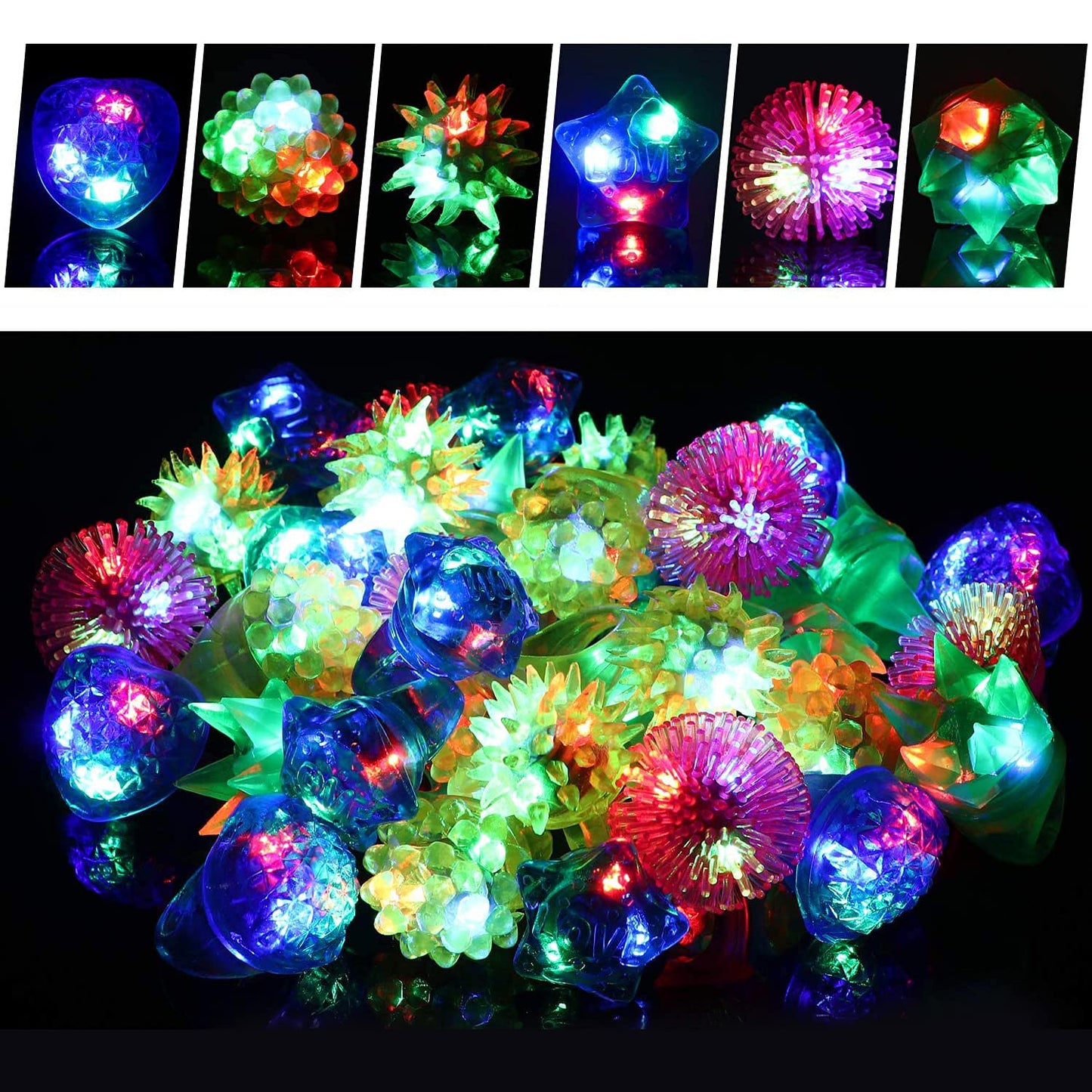 36 Pack LED Glow Rings Halloween Party Favors for Kids, Flashing Rings Glow in Dark Party Supplies, LED Light Up Ring, Goody Bags Stuffers