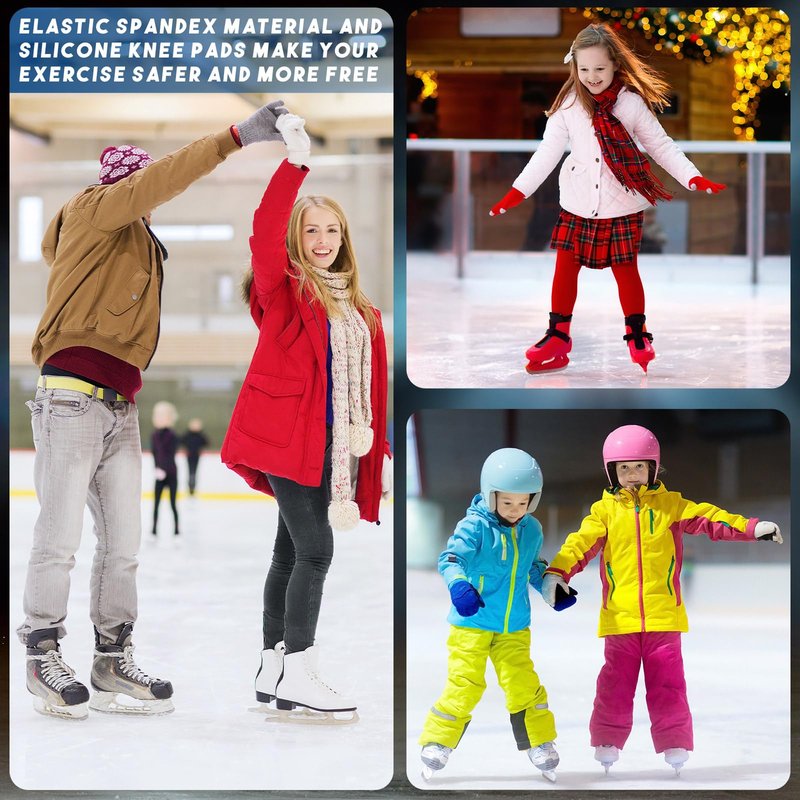 Shappy 2 Pair Figure Ice Skating Knee Pads Gel Dance Knee Pads Cushion and Support Breathable Material for Dancing Skating Women Girl Men(Small,Beige and Black)