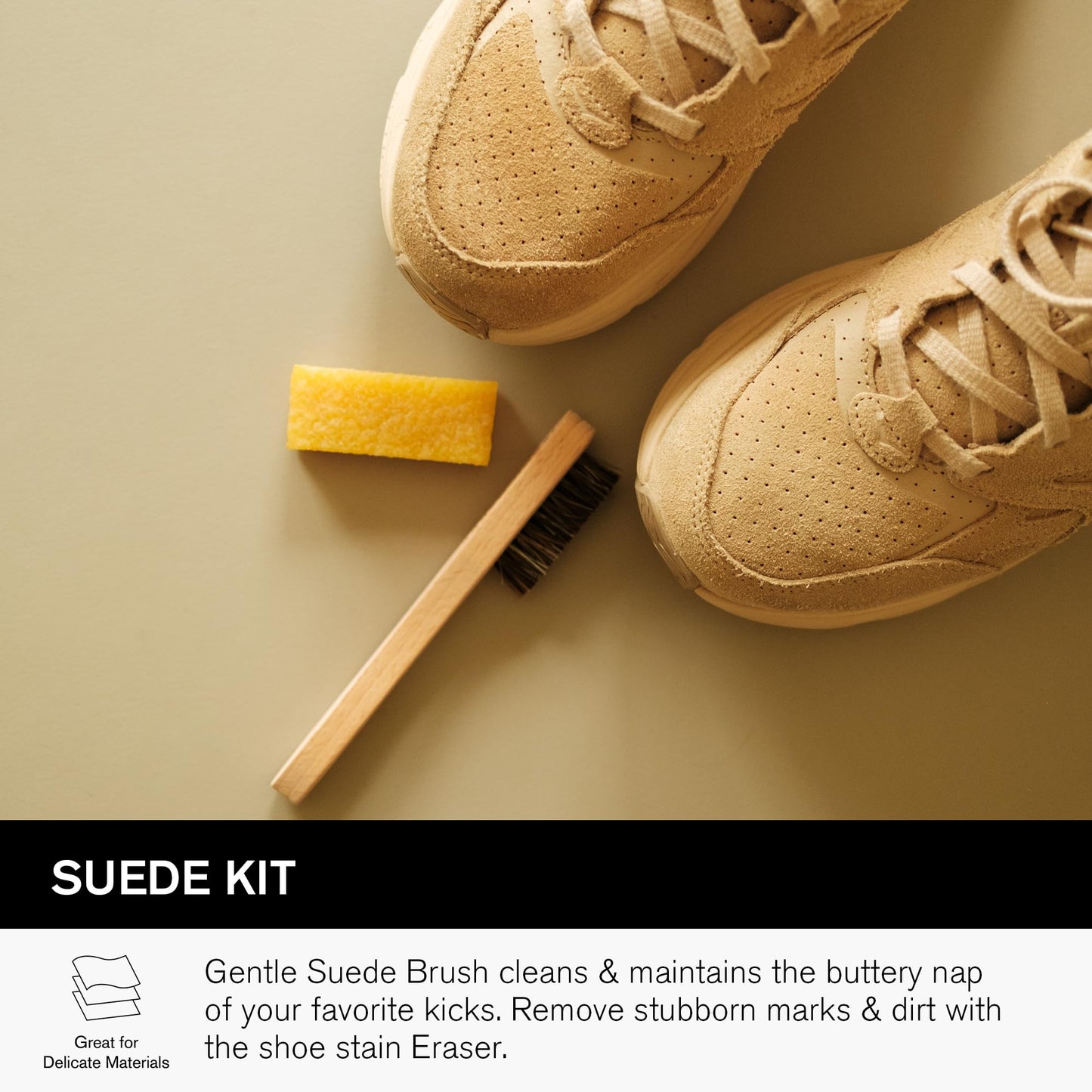 Jason Markk Suede Cleaning Kit, Shoe Cleaner, Trainers Care, 2-Piece Set, Brush & Stain Eraser, Ideal for Footwear, Safe for Leather, Suede, Nubuck, Cotton, Knits