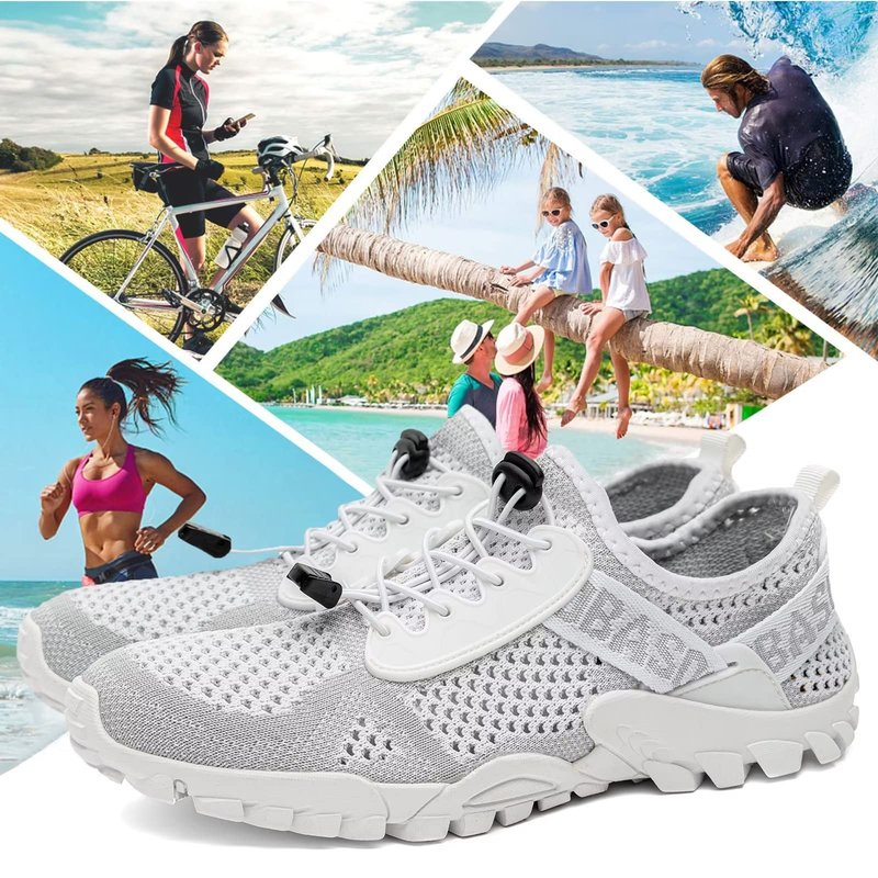 SOBASO Women's Aqua Water Shoes Men Quick-Drying Hiking Beach River Sports Shoes for Pool Surf Swim Yoga All White