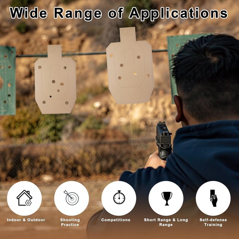 Silhouette Tactical Shooting Targets - Cardboard Range Practice Sheets for Self-Defense Training | 20 Pack