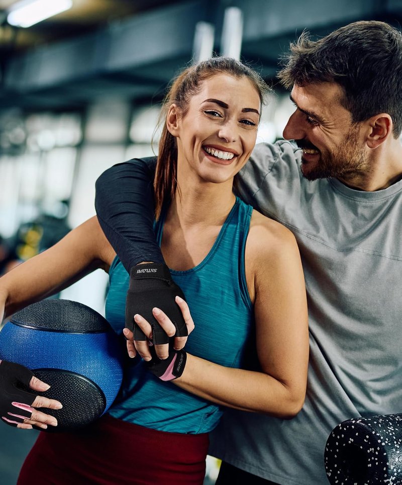 Breathable Workout Gloves for Men & Women - Padded Grip, Full Palm Protection | Black & Pink Sizes Available