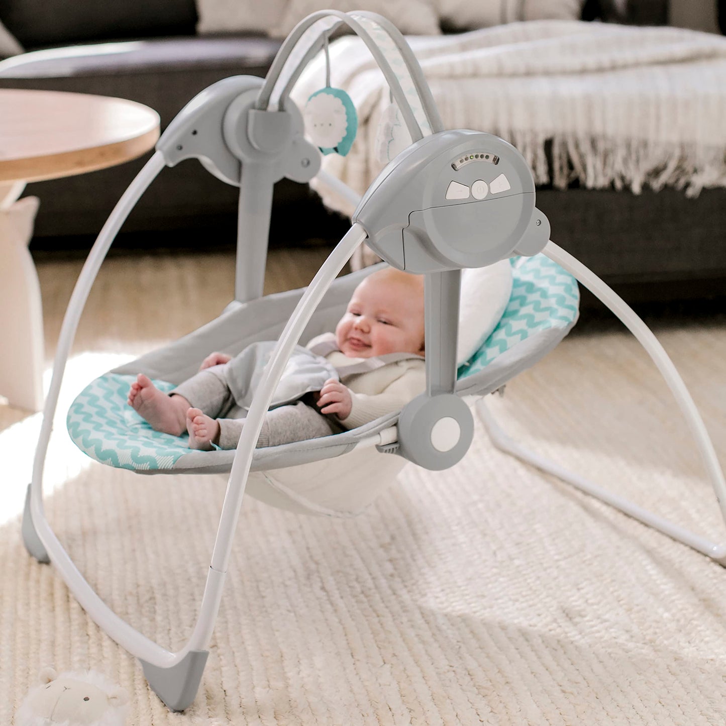 Ingenuity: ity by Ingenuity Swingity Swing Easy-Fold Portable Baby Swing, 0-9 Months Up to 20 lbs (Goji)