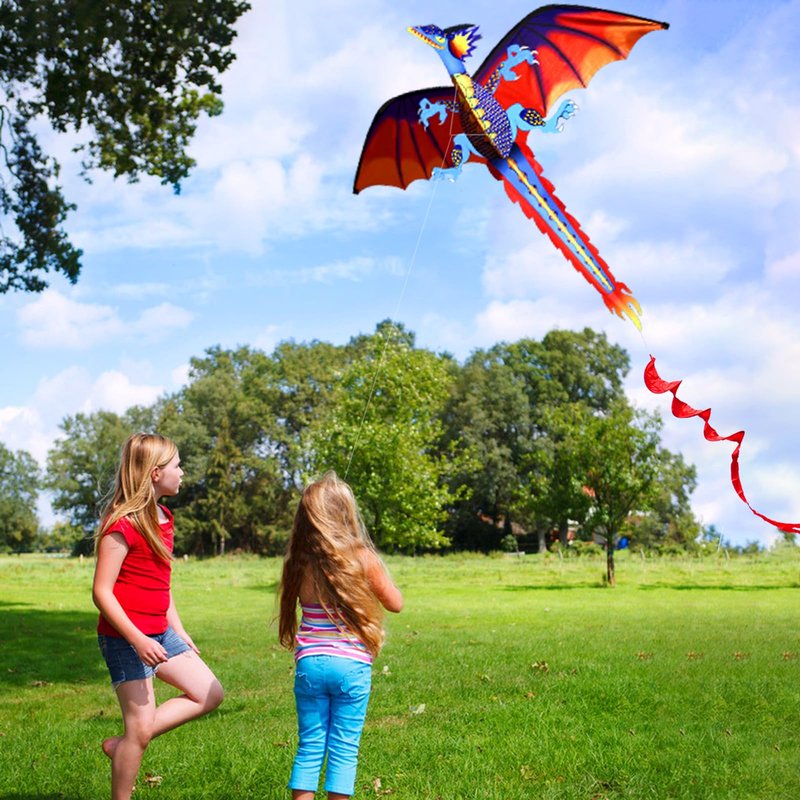HENGDA KITE-Upgrade Classical Dragon Kite Stereoscopic Dragon Kites for Kids & Adults Easy to Fly for Beginner Easter 63inch Single Line with Tail