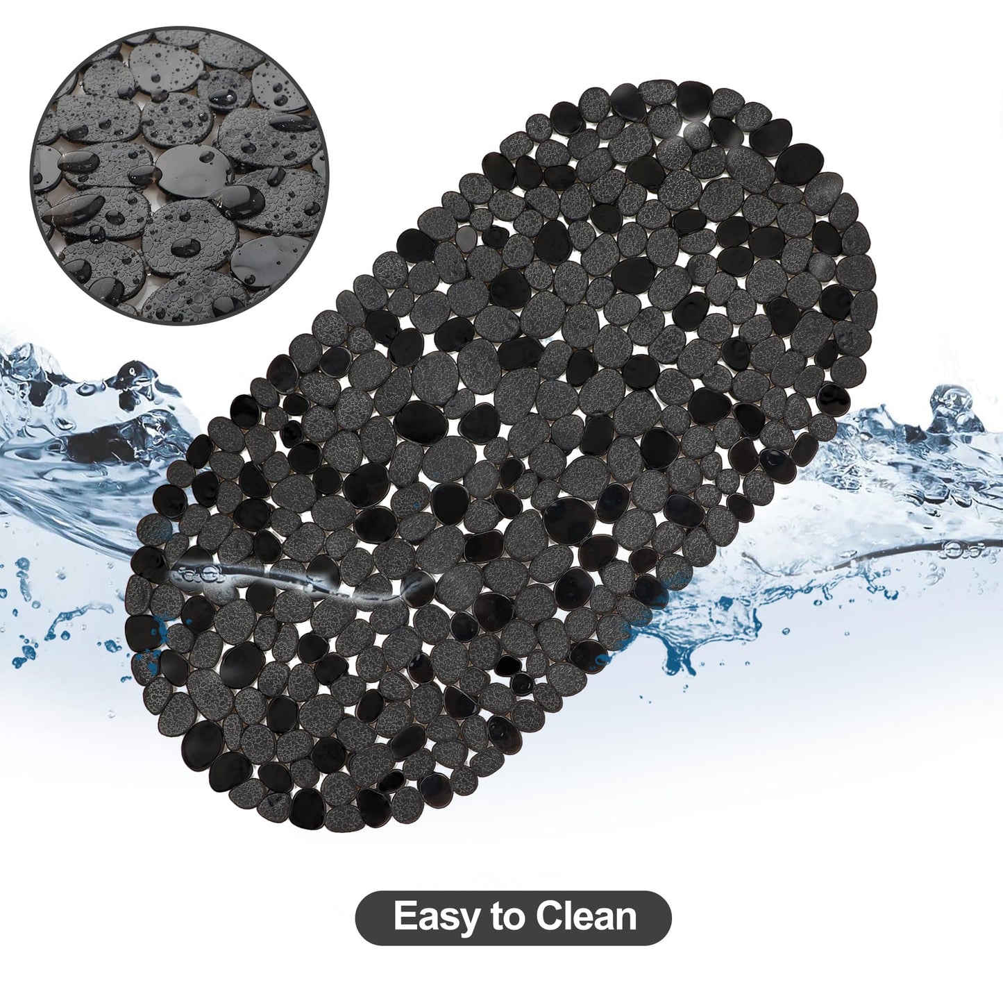 Vannokor Bathtub Mats for Bathroom 27x14 Inch, Bath Mat for Tub Feels Great on Tired Feet, Friendly Machine Washable Shower Tub Mats with 167 Big Suction Cups, Shower Mat, Bath Tub Mat, Black