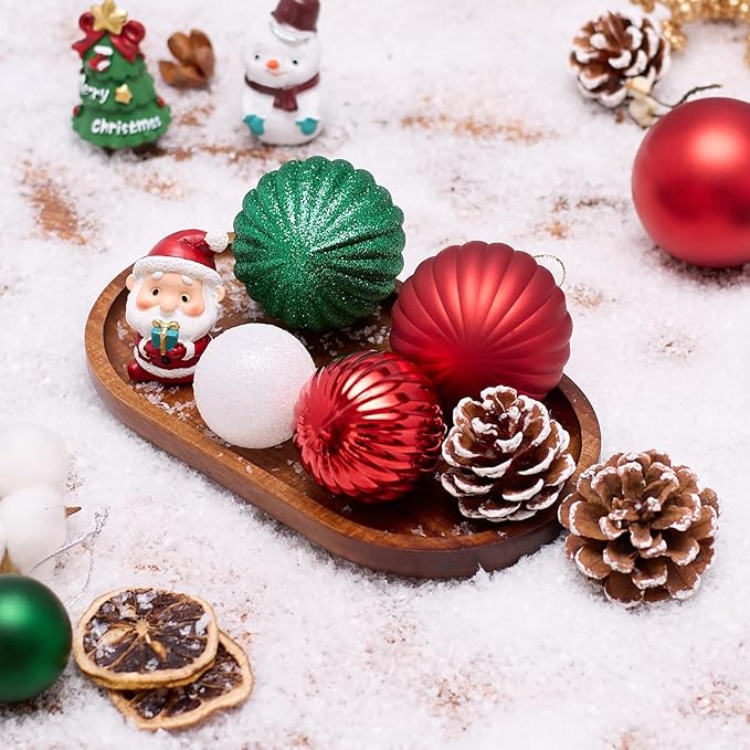 50ct Christmas Balls Ornaments for Xmas Tree, Red Green White Shatterproof Christmas Tree Decorations Hanging Ball for Holiday Party Decor(1.57"-2.36")