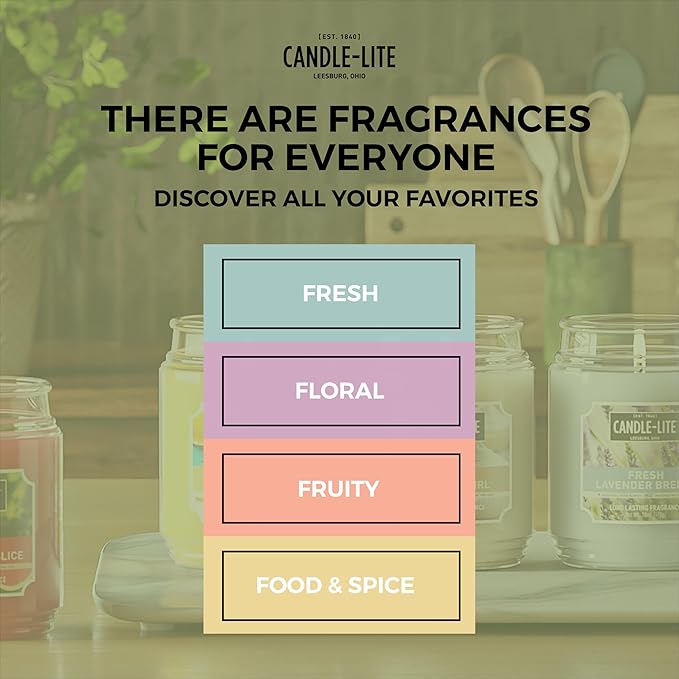 Candle-lite Scented Candles, Island Bellini, 18 oz Jar, Proudly Poured in The USA, Aromatherapy Candle, Single-Wick with 110 Hours of Burn Time, Perfect for Creating an Inviting Ambiance