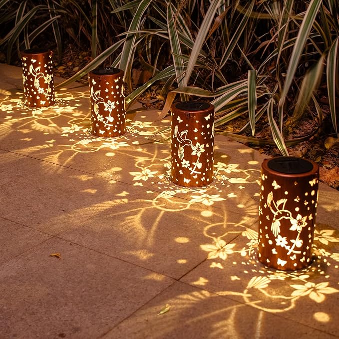 2 Pack Solar Lanterns Outdoor Waterproof Hummingbirds Birthday Gifts for Women Mom Grandma Garden Decor Metal Hanging LED Decorative Light for Patio Yard Lawn Backyard Front Porch Gardening Gifts
