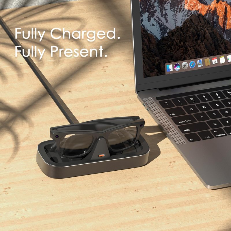 Charging Station for Meta Ray-Ban Glasses - Wayfarer, Skyler, Headliner & Oakley Meta HSTN Charger with LED Indicator (Gray)