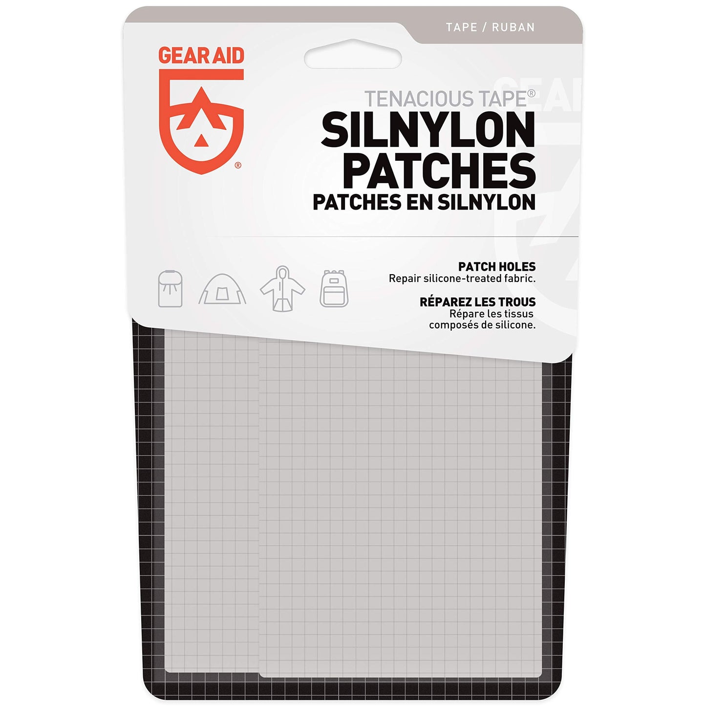 GEAR AID Tenacious Tape Silnylon Patches for Silicone Tent and Tarp Repair, 3”x5”, Clear