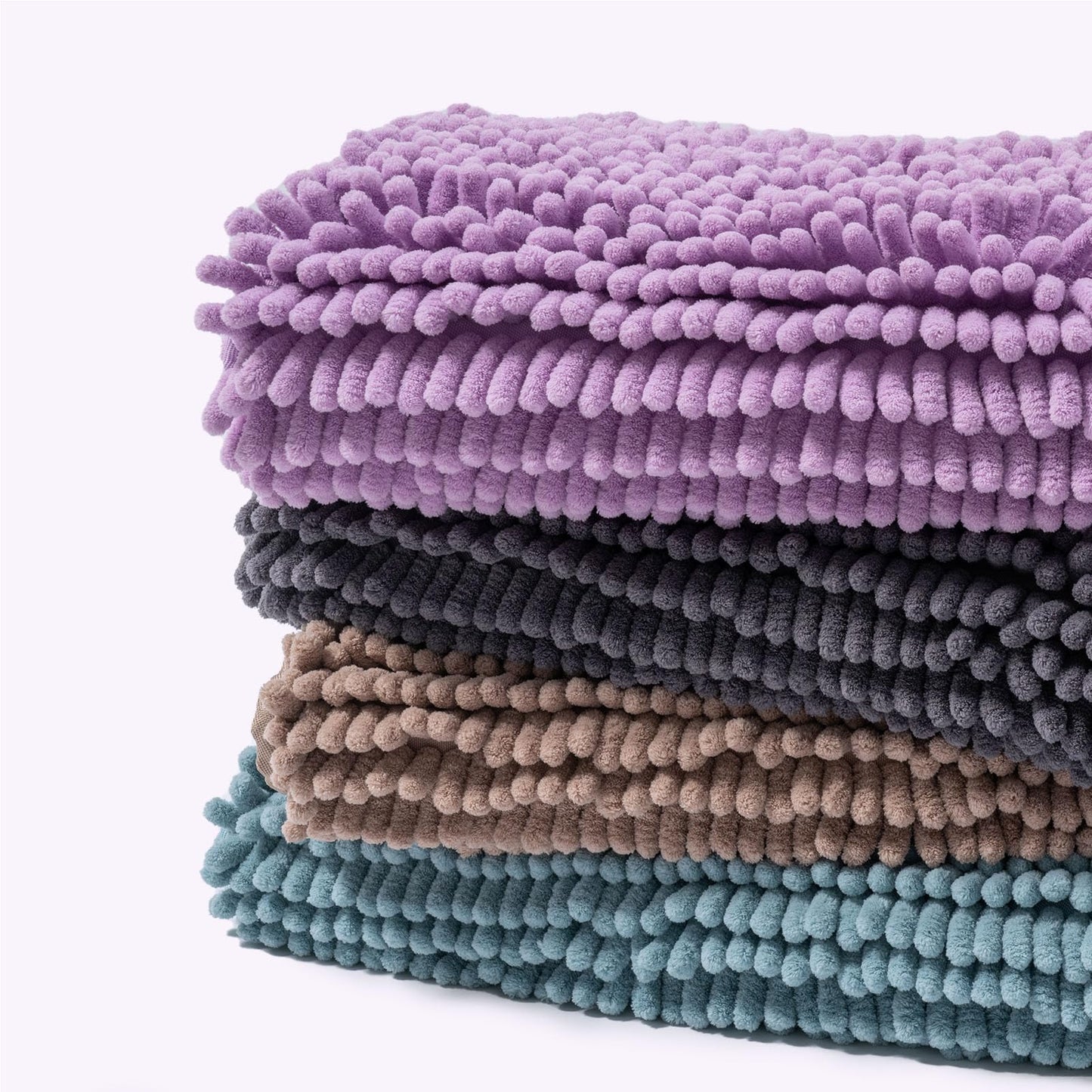 FRESHMINT Chenille Bathroom Rugs Non-Slip Bath Mat 24"x17", Washable Soft Shower Mat, for Bathroom Floor & Tub Fluffy Shag Bath Rugs, Durable Thick Water Absorbent Microfiber Shower Rugs, Sky Gray