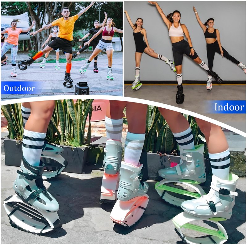 KPUKGJDK Kangaroo Jump Shoes for Women & Men – High Bounce Moon Shoes, Bouncy Jumping Boots for Exercise, Fitness, Weight Loss & Fun, Adjustable Fit, Low-Impact Rebounder Design(Black/White,X-Large)