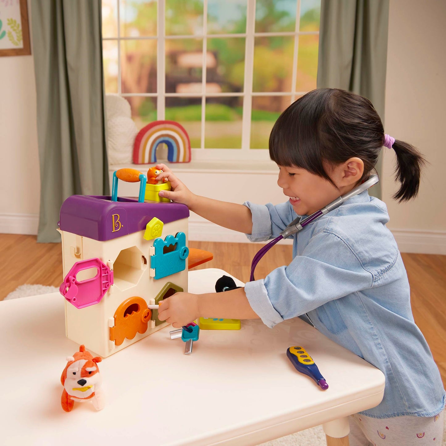 B. toys – Toy Vet Set For Toddlers, Kids – Pet Care – Pretend Play Set – Tools, Plush Toys – 2+ Years