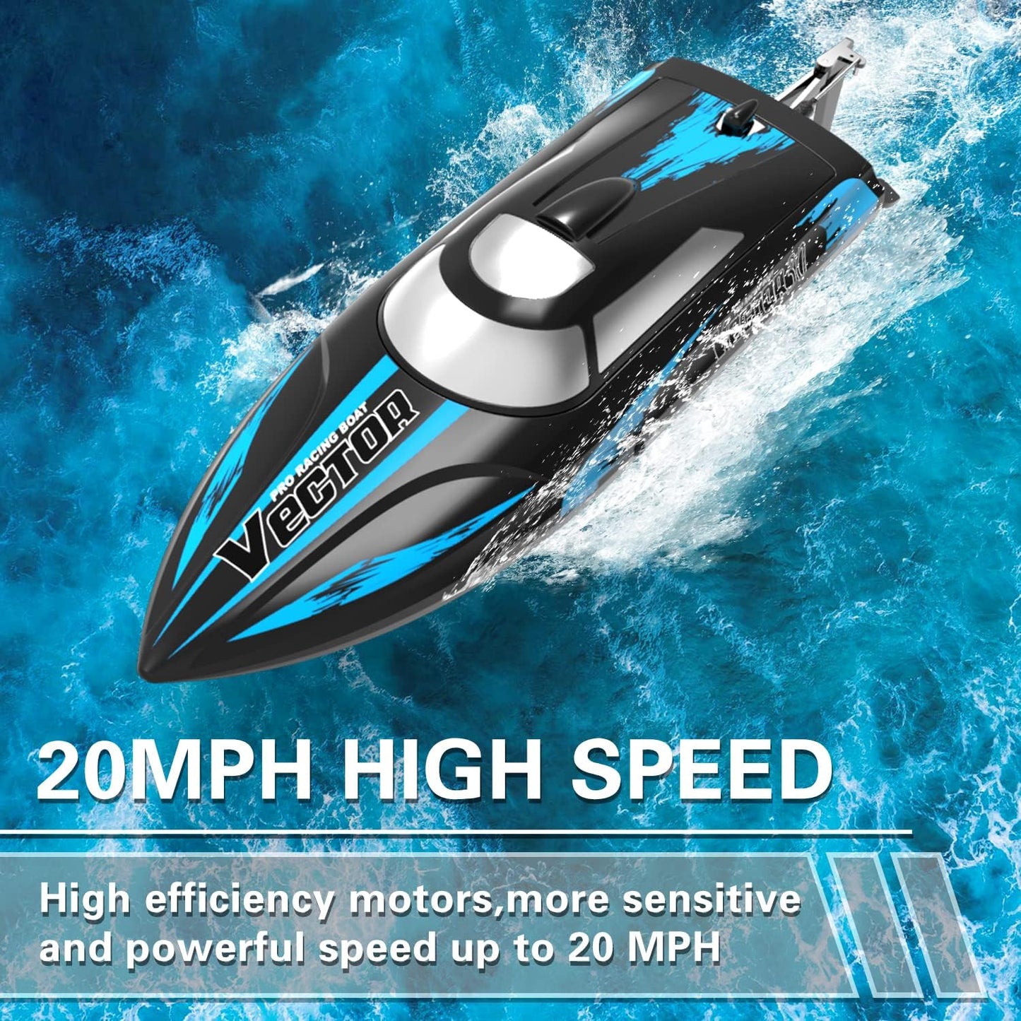 VOLANTEXRC RC Boat Remote Control Boat for Pools and Lakes, 20+ mph Self Righting Racing Boats with Rechargeable Battery&Low Battery Alarm for Adults (79503-1)