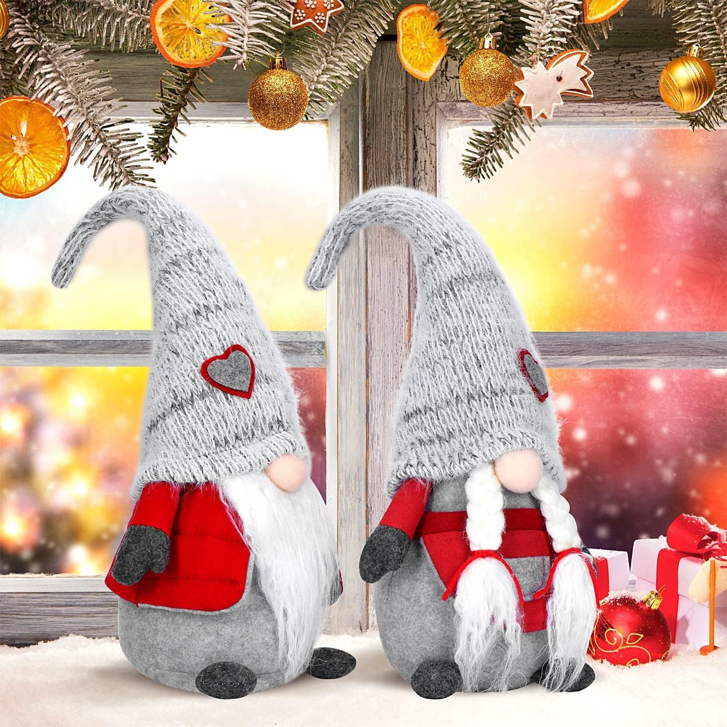 EKARSEN Handcraft Pair Gnome Gonk Dolls House Decoration Cute Tomte Dwarf Toy - Sweet Gift for Valentine Christmas Newyear Easter