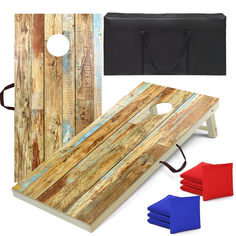 Solid Wood Cornhole Board Set,2 Regulation 4'x2' Cornhole Boards with 8 Cornhole Bags and Carrying Case, Corn Hole Games for Adults Outdoor Bean Bag Toss Game