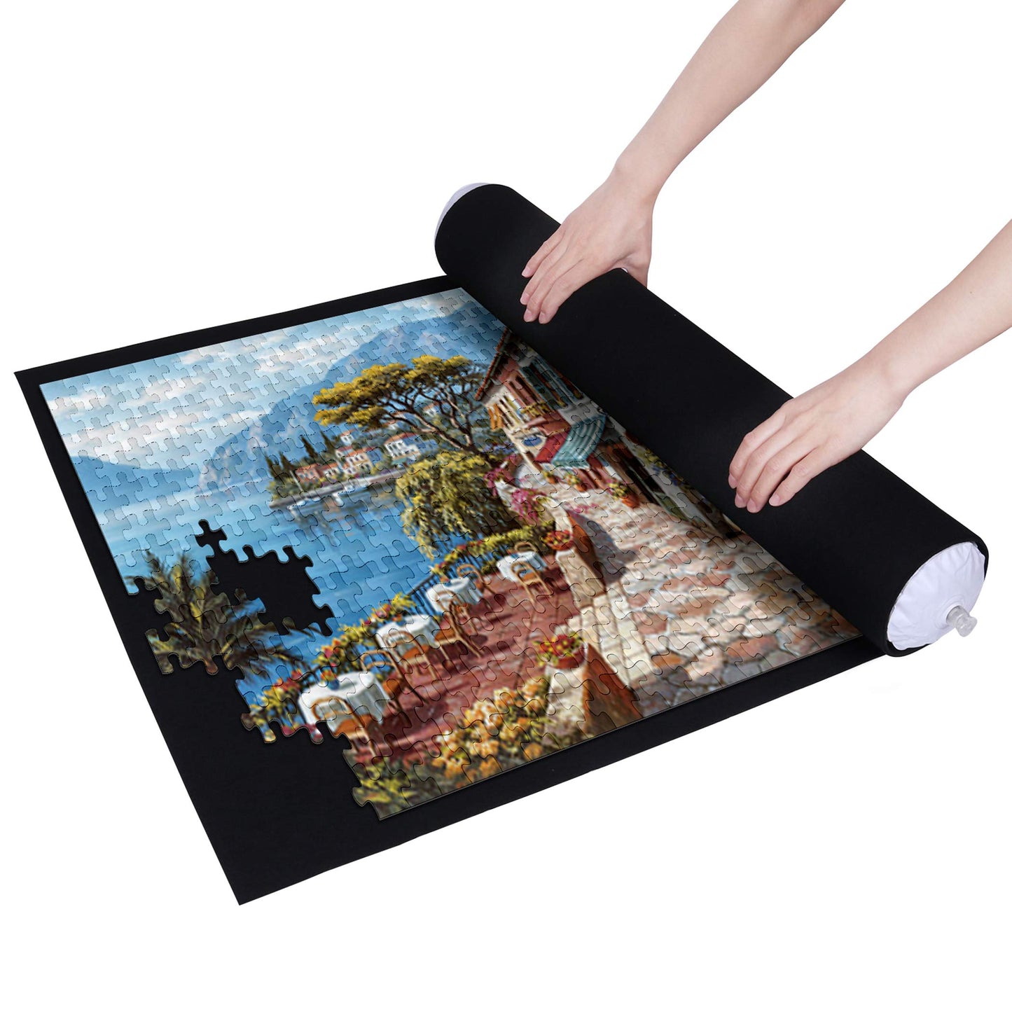 Becko US Puzzle Roll Jigsaw Storage Felt Mat, Jigroll Up To 1,500 Pieces, Material for Jigsaw Puzzle Player, Exquisite Present Box With Drawstring Storage Bag