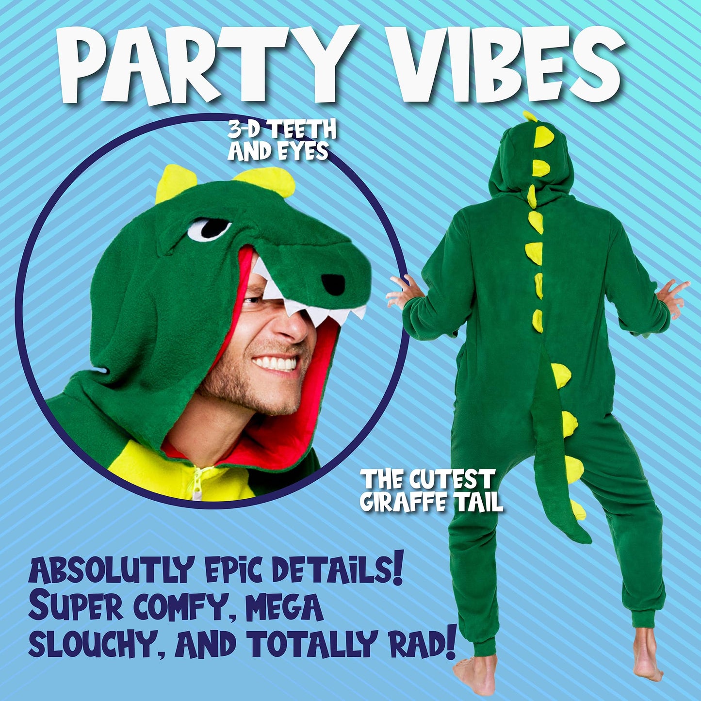 Funziez! Slim Fit Adult Onesie - Animal Halloween Costume - Plush Unisex One Piece Cosplay Suit for Women and Men