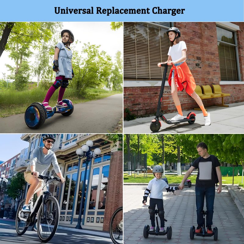 42V 2A Electric Scooter Charger for 36V Li-Batteries, Hover Board Charger Cord with 4 Plugs, Compatible with Gotrax/Ninebot/Jetson/Voyage Scooter Power Adapter